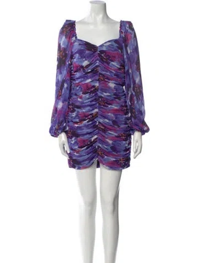 Pre-owned Rebecca Vallance Printed Mini Dress W/ Tags In Purple