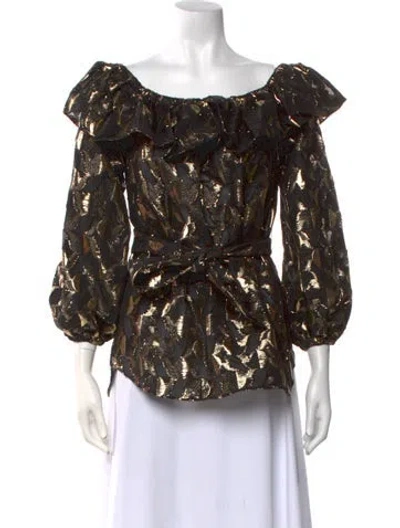 Pre-owned Rebecca Vallance Printed Scoop Neck Blouse In Multi