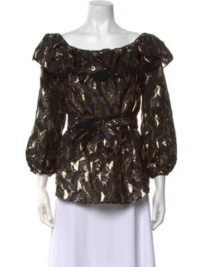 Pre-owned Rebecca Vallance Printed Scoop Neck Blouse In Multi