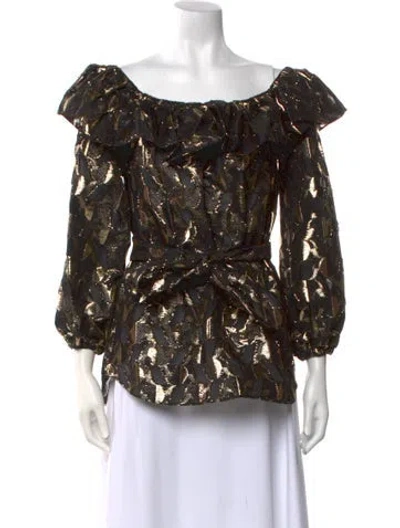 Pre-owned Rebecca Vallance Printed Scoop Neck Blouse In Multi