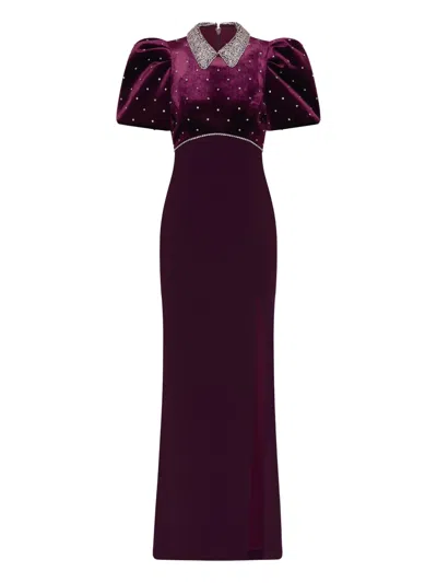 Rebecca Vallance Puff-sleeve Embellished Maxi Dress In Purple