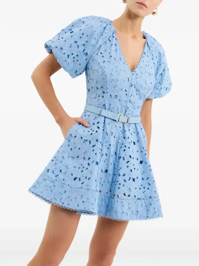 Rebecca Vallance Puff-sleeve Mini Dress In Blue