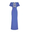 Rebecca Vallance Puff-sleeve Violetta Maxi Dress In Blue