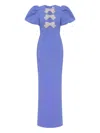 Rebecca Vallance Puff-sleeves Embellished Maxi Evening Dress In Blue