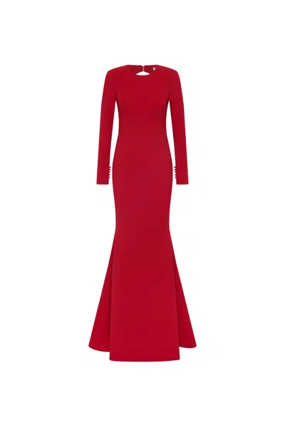 Rebecca Vallance Raziel Long Sleeve Gown In Red