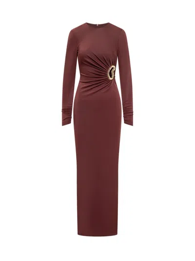 Rebecca Vallance Mischa Embellished Gathered Stretch-jersey Gown In Burgundy
