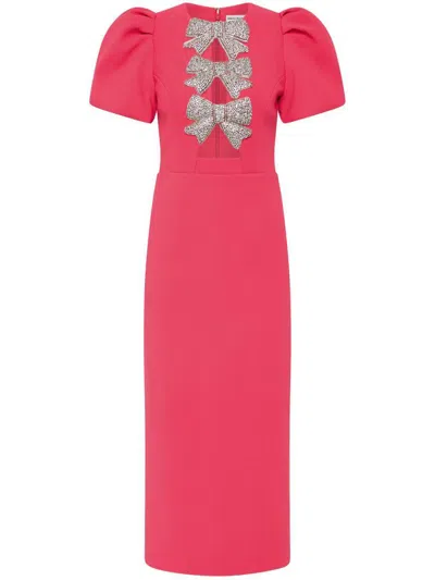 Rebecca Vallance Red 'posey' Midi Dress With Bows