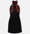 Rebecca Vallance Rosetta Floral-appliqué Minidress In Black