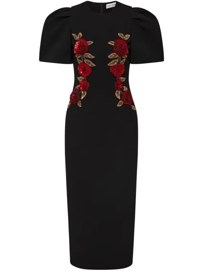 Rebecca Vallance Rosetta Midi Dress In Black