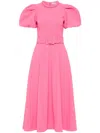 Rebecca Vallance Rosita Belted Crepe Midi Dress In Pink