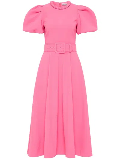 Rebecca Vallance Rosita Belted Crepe Midi Dress In Pink