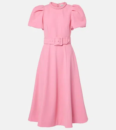 Rebecca Vallance Rosita Puff-sleeve Midi Dress In Shrimp Pink