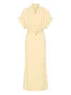 Rebecca Vallance Rowan Wrap-belt Midi Dress In Yellow