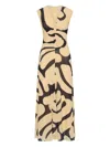 Rebecca Vallance Ruched Dune Midi Dress In Multi