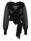 Rebecca Vallance Anjou Sheer Silk Organza Blouse In Black