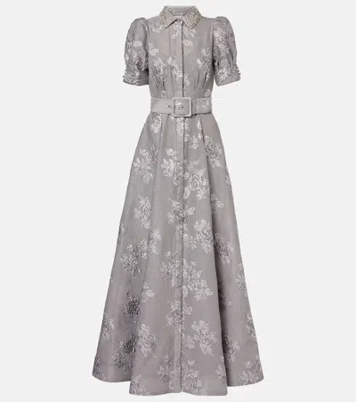 REBECCA VALLANCE RUTH EMBELLISHED BELTED BROCADE GOWN
