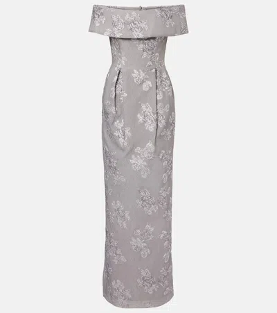 REBECCA VALLANCE RUTH OFF-SHOULDER BROCADE BUSTIER GOWN