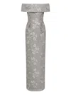 Rebecca Vallance Ruth Off-shoulder Brocade Bustier Gown In Silver