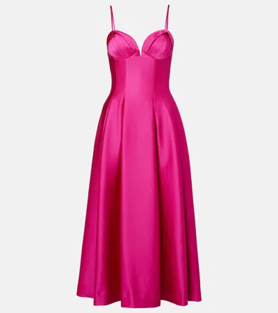 Rebecca Vallance Saskia Pleated Satin Maxi Dress