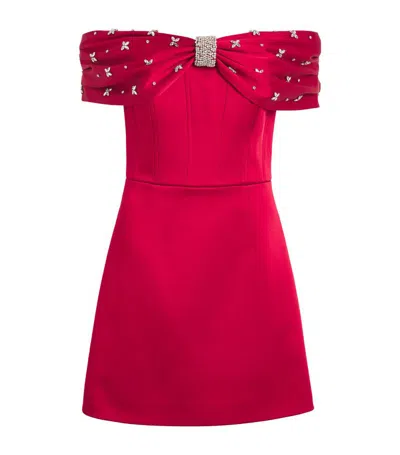 Rebecca Vallance Satin Embellished Carmella Mini Dress In Red
