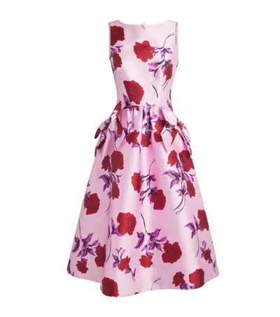 Rebecca Vallance Satin Floral Melora Midi Dress In Pink