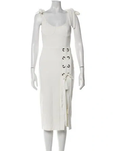 Pre-owned Rebecca Vallance Scoop Neck Midi Length Dress In Neutral