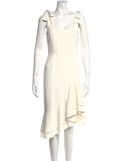 Pre-owned Rebecca Vallance Scoop Neck Midi Length Dress In Neutral
