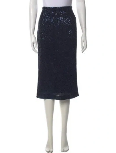 Pre-owned Rebecca Vallance Sequin Embellishments Midi Length Skirt W/ Tags In Blue