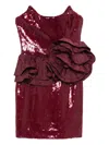 Rebecca Vallance Sequin Flower Mini Dress In Red