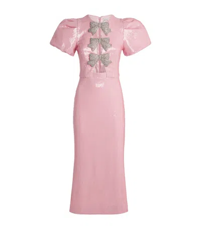 Rebecca Vallance Sequinned Bow Lydia Midi Dress In Pink