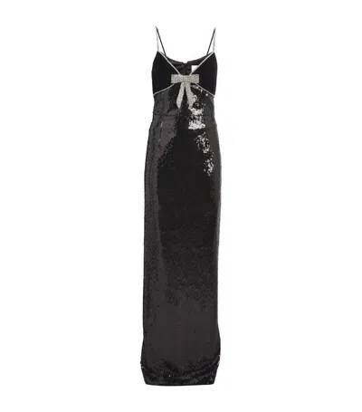 Rebecca Vallance Sequinned Lena Gown In Black