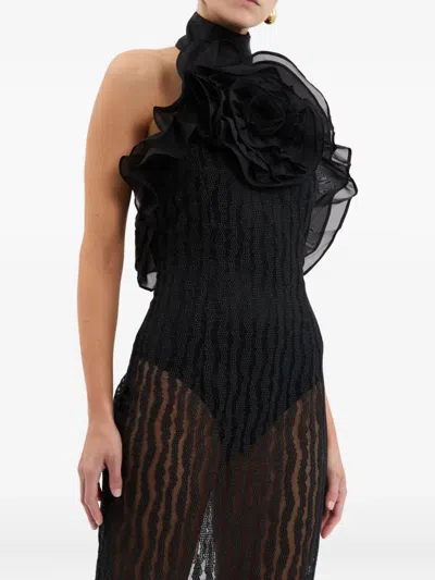 Rebecca Vallance Semi-transparentes Seraphina Kleid Mit Rosendetail In Black