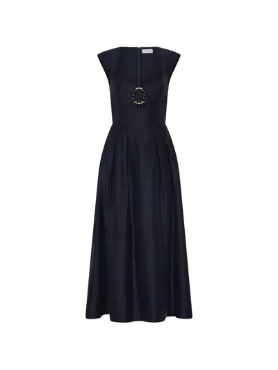 Rebecca Vallance Serenity O-ring Midi Dress In Blue