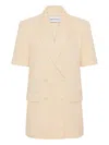 Rebecca Vallance Short-sleeve Double-breasted Blazer In Neutral
