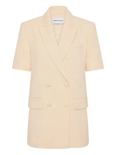 Rebecca Vallance Short-sleeve Double-breasted Blazer In Neutral