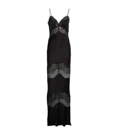 Rebecca Vallance Silk Lace-trim Larisa Maxi Dress In Black