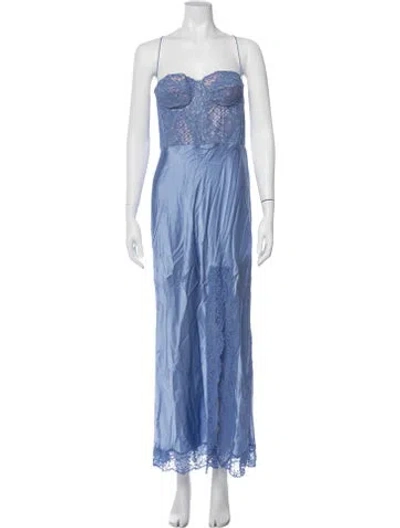 Pre-owned Rebecca Vallance Silk Long Dress In Blue