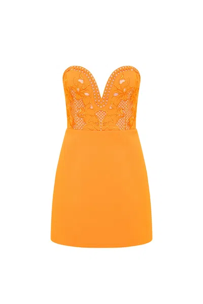Rebecca Vallance Sirene Strapless Mini Dress In Orange