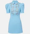 Rebecca Vallance Skye Lace-trimmed Crêpe Minidress In Blue