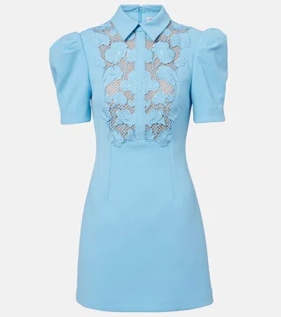 Rebecca Vallance Skye Lace-trimmed Crêpe Minidress In Blue