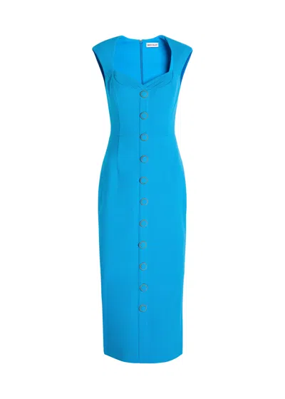 Rebecca Vallance Skylar Button-embellished Crepe Midi Dress In Blue