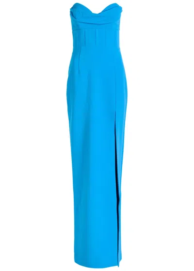 Rebecca Vallance Skylar Strapless Crepe Gown In Blue