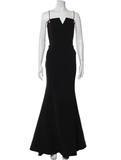Pre-owned Rebecca Vallance Square Neckline Long Dress In Black