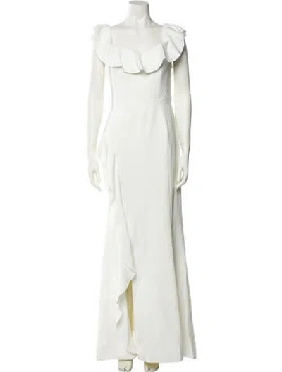Pre-owned Rebecca Vallance Square Neckline Long Dress In Neutral