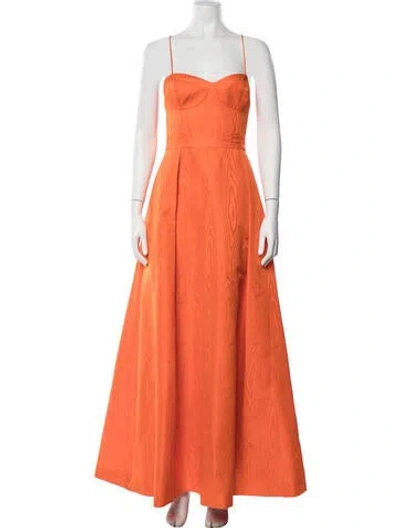 Pre-owned Rebecca Vallance Square Neckline Long Dress In Orange