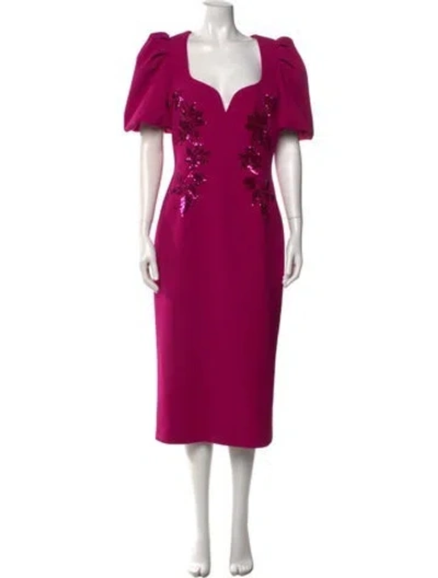 Pre-owned Rebecca Vallance Square Neckline Long Dress In Pink