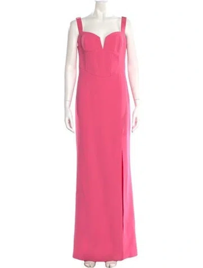 Pre-owned Rebecca Vallance Square Neckline Long Dress In Pink