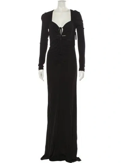 Pre-owned Rebecca Vallance Square Neckline Long Dress W/ Tags In Black