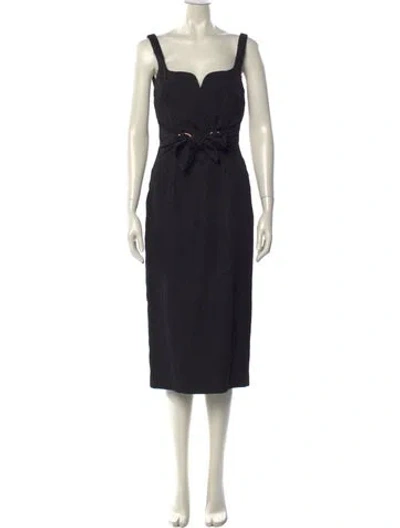 Pre-owned Rebecca Vallance Square Neckline Midi Length Dress In Black