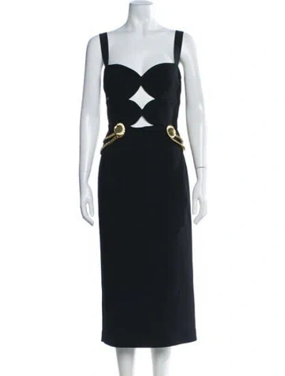 Pre-owned Rebecca Vallance Square Neckline Midi Length Dress In Black